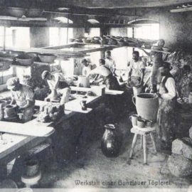 Bolesławiec, wnętrze zakładu garncarskiego rok 1912